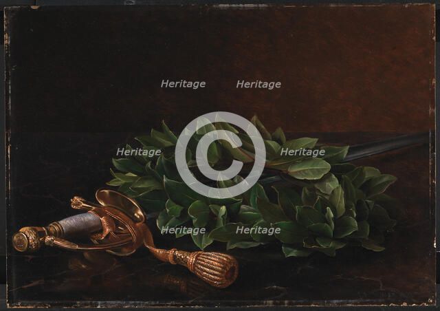 Sword and laurel wreath, 1848. Creator: Johan Laurentz Jensen.