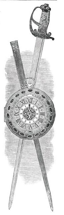 Sword and Watch of Oliver Cromwell, 1850. Creator: Unknown