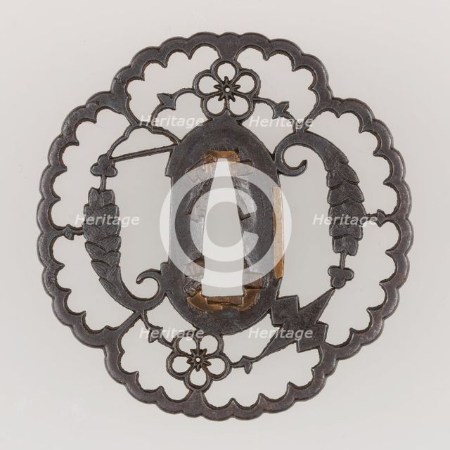 Sword Guard (Tsuba), Japanese, late 16th century. Creator: Kyosukashi School.