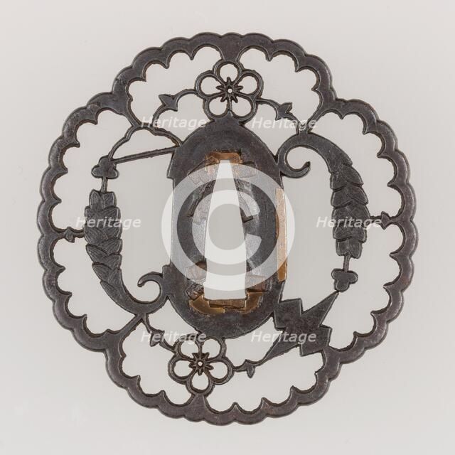 Sword Guard (Tsuba), Japanese, late 16th century. Creator: Kyosukashi School.