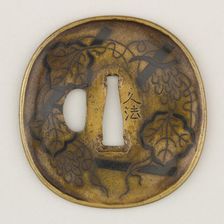 Sword guard (Tsuba) With Grapevines on Trellis Motif (?????), Japanese, possibly 17th century. Creator: Hisanori