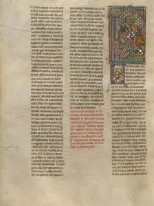 Sword Fight between Tristan and Palamedes by the Tree with Two Shields, about 1320-1340. Creator: Jeanne de Montbaston