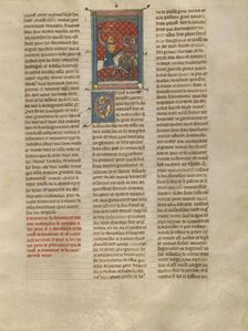 Sword Fight between Knight à la cote mal taillée and Two Knights on a Bridge, about 1320-1340. Creator: Unknown