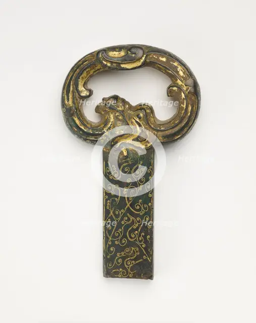 Sword hilt with ring pommel in the form of a dragon, Han dynasty, 206 BCE-220 CE. Creator: Unknown.