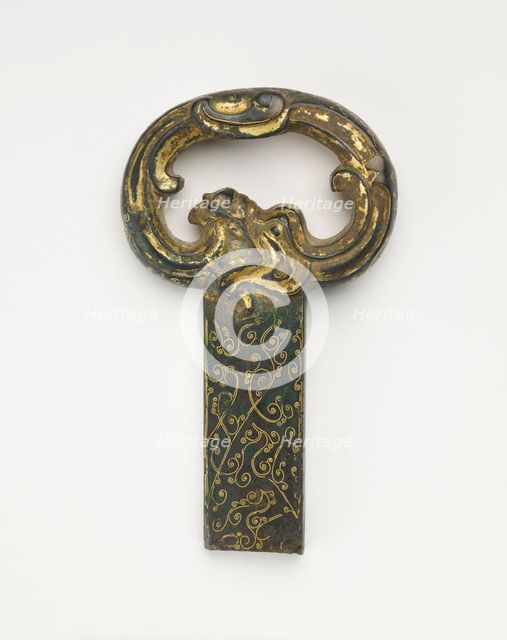 Sword hilt with ring pommel in the form of a dragon, Han dynasty, 206 BCE-220 CE. Creator: Unknown.