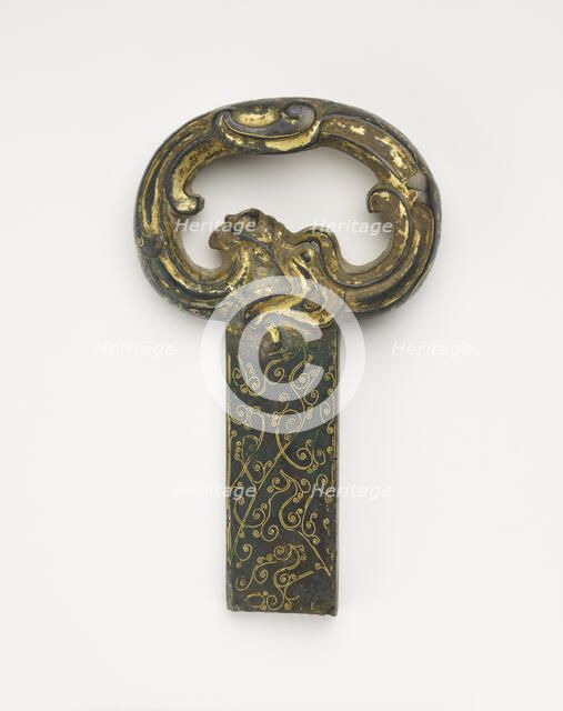 Sword hilt with ring pommel in the form of a dragon, Han dynasty, 206 BCE-220 CE. Creator: Unknown.