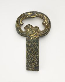 Sword hilt with ring pommel in the form of a dragon, Han dynasty, 206 BCE-220 CE. Creator: Unknown