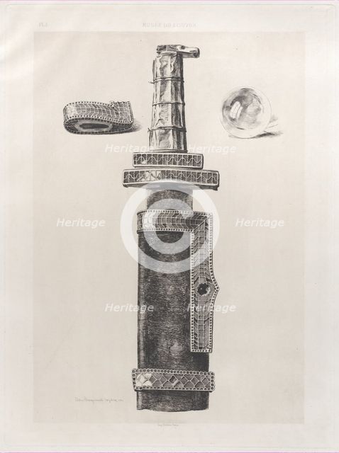 Sword of Childeric and Chrystal Globe Found in His Grave at Tournay, 5th century, 1864. Creator: Jules-Ferdinand Jacquemart.
