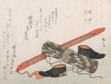 Sword, Shoes and a Scroll, Representing the Chinese Warrior Choryo, 19th century., 19th century. Creator: Shinsai