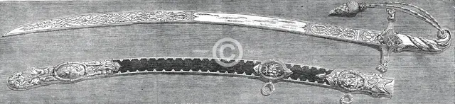 Sword presented by the Common Council of London to Lieutenant-General Sir James..., 1860. Creator: J. & A.W..