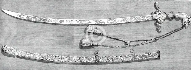 Sword presented to Lord Clyde, G.C.B., on Thursday week, by the Common Council of London, 1860. Creator: Unknown.