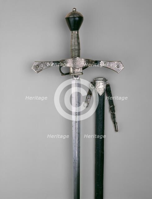 Sword with Scabbard for an Officer in the Bodyguard of the Elector of Saxony, Dresden, c. 1580. Creator: Urban Schneeweiss.