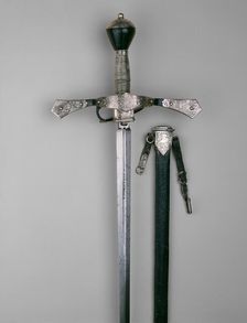 Sword with Scabbard for an Officer in the Bodyguard of the Elector of Saxony, Dresden, c. 1580. Creator: Urban Schneeweiss