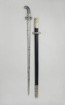 Sword with Scabbard, Grip and guard, Turkish, Ottoman..., late 17th century. Creator: Unknown