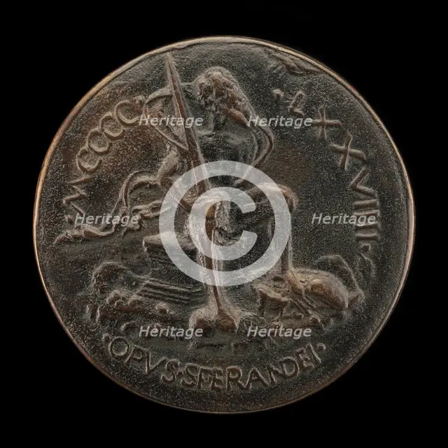 Swordsman Seated on a Plinth [reverse], 1479. Creator: Sperandio Savelli.