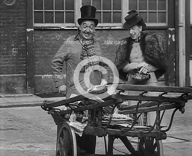 Syd Walker Talking to Nellie Wallace About Using gramophone records for War Materials, 1942. Creator: British Pathe Ltd.