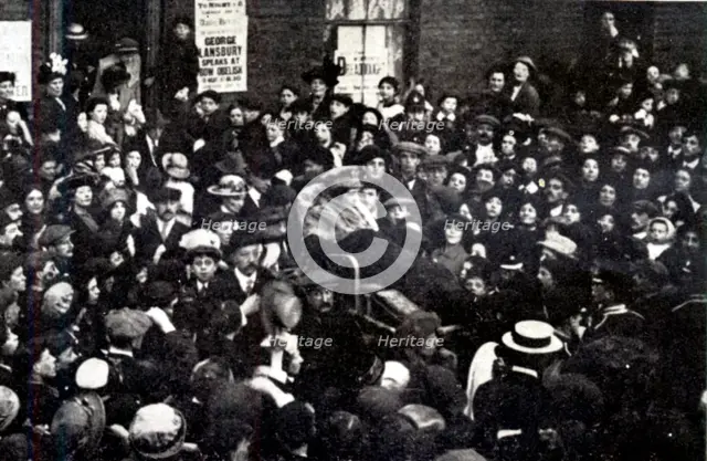 Sylvia Pankhurst and East London sets forth to interview the Prime Minister, June 10, 1914. Creator: Unknown.