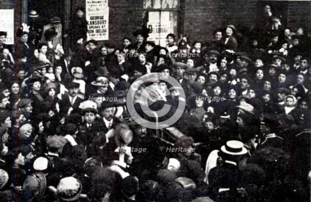 Sylvia Pankhurst and East London sets forth to interview the Prime Minister, June 10, 1914. Creator: Unknown.