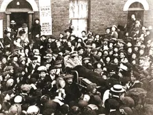 Sylvia Pankhurst, British suffragette, in a bath chair, London, June 1914. Creator: Unknown
