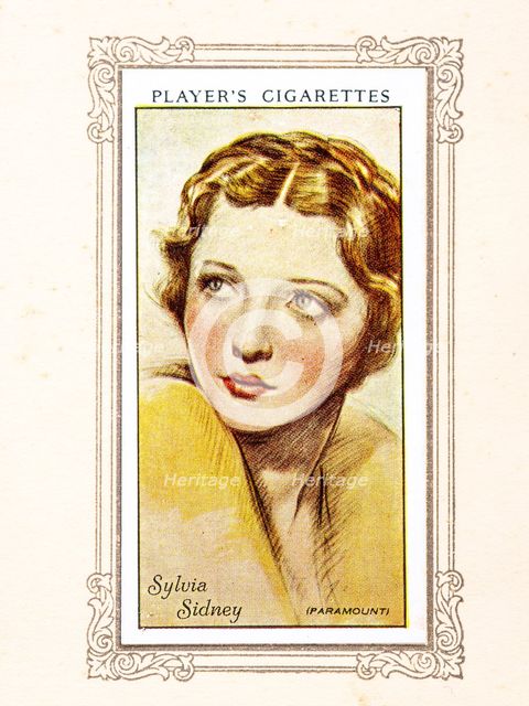 Sylvia Sidney Collectables Picture of movie stars that came with the Players cigarette packet, 1934. Creator: Unknown.
