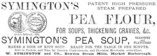 Symington's Patent High Pressure Steam Prepared Pea Flour, 1883. Creator: Unknown