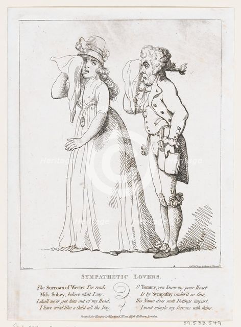 Sympathetic Lovers, February 6, 1797., February 6, 1797. Creator: Thomas Rowlandson.