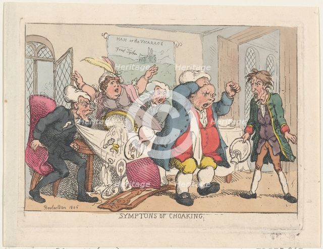 Symptoms of Choaking, 1806 (pub. August 25, 1808)., 1806 (pub. August 25, 1808). Creator: Thomas Rowlandson.