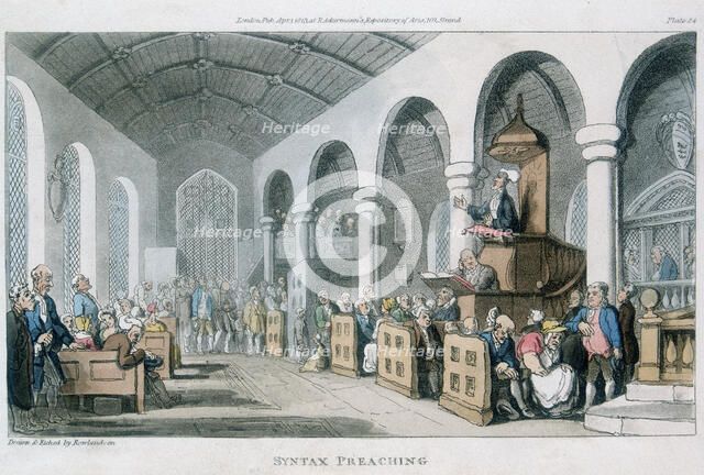 'Syntax Preaching', 1813. Artist: Thomas Rowlandson