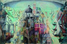 Synthetic view of the city of Diepe, 1912-1913. Artist: Exter, Alexandra Alexandrovna (1882-1949)
