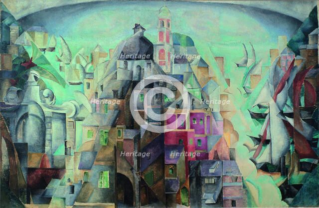 Synthetic view of the city of Diepe, 1912-1913. Artist: Exter, Alexandra Alexandrovna (1882-1949)