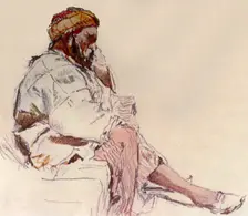Syrian Peasant Seated: In Profile 1902. Creator: John Fulleylove