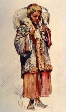 Syrian Shepherd (Abu Mustapha) Carrying a Lamb on His Shoulders 1902. Creator: John Fulleylove