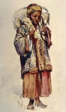 Syrian Shepherd (Abu Mustapha) Carrying a Lamb on His Shoulders 1902. Creator: John Fulleylove