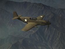 P-51 "Mustang" fighter in flight, Inglewood, Calif. , 1942. Creator: Alfred T Palmer
