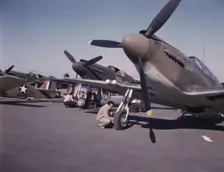 P-51 ("Mustang") fighter planes being prep...North American Aviation, Inc, Inglewood, Calif., 1942. Creator: Alfred T Palmer