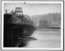 P. & L.E. Ry. Pittsburgh and Lake Erie Railroad station and Mt. Washington, Pa., c1900-1910. Creator: Unknown