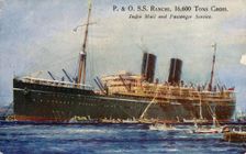 P. & O. S.S. Ranchi, 16,600 Tons Gross, India Mail and Passenger Service, 1934. Creator: Unknown