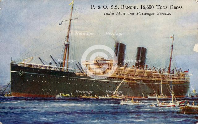 P. & O. S.S. Ranchi, 16,600 Tons Gross, India Mail and Passenger Service, 1934. Creator: Unknown.