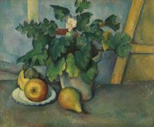 Pot of Primroses and Fruit, c. 1889. Creator: Cézanne, Paul (1839-1906)