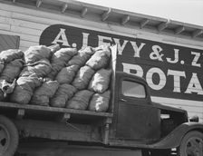 Potato shed during season, across the road..., Tulelake, Siskiyou County, California, 1939 Creator: Dorothea Lange