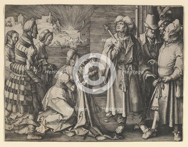 Potiphar's Wife Acuses Joseph, 1512. Creator: Lucas van Leyden.