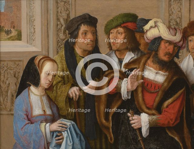 Potiphar's Wife Displays Joseph's Garment, c. 1512. Artist: Leyden, Lucas, van (1489/94-1533)