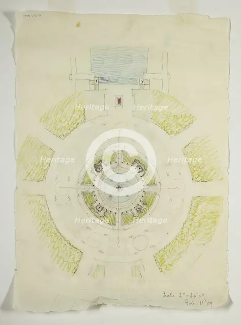 Potomac Round Point, Washington D.C., Circular Pool Plan Sketch, 1909. Creator: Daniel Burnham.