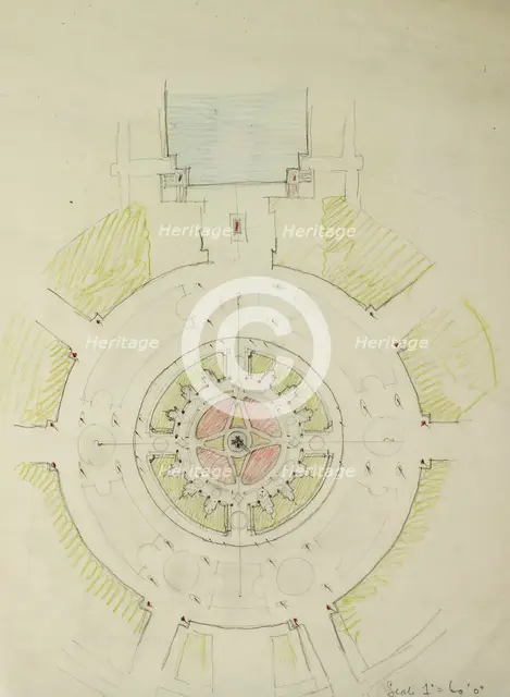 Potomac Round Point, Washington D.C., Plan Sketch, 1909. Creator: Daniel Burnham.