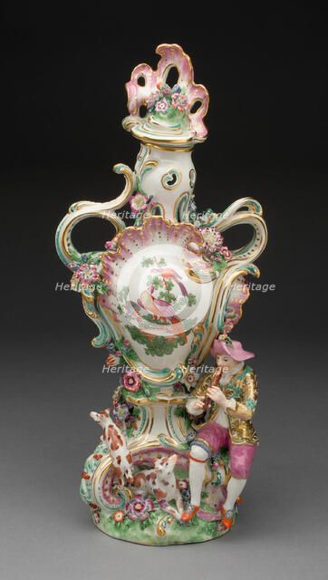 Potpourri Vase with Shepherd, Chelsea, 1760/65. Creator: Chelsea Porcelain Manufactory.