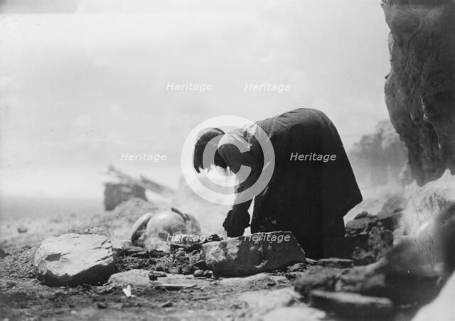 Potter building her kiln, c1906. Creator: Edward Sheriff Curtis.