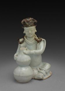 Potter Seated with Double Gourd Vase, 1300s. Creator: Unknown