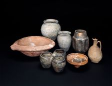 Pottery vessels excavated from Aldborough Roman Town, North Yorkshire