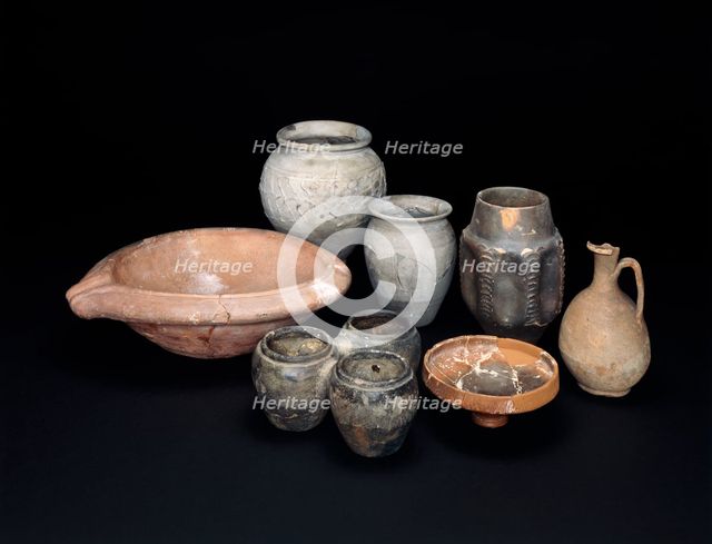 Pottery vessels excavated from Aldborough Roman Town, North Yorkshire. Artist: Unknown