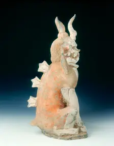 Pottery zhenmushou (a tomb guardian beast), early Tang dynasty, China, 7th century. Creator: Unknown